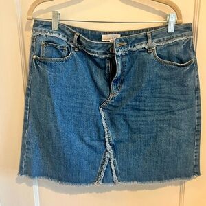 LOFT Frayed Hem Denim Mini Skirt